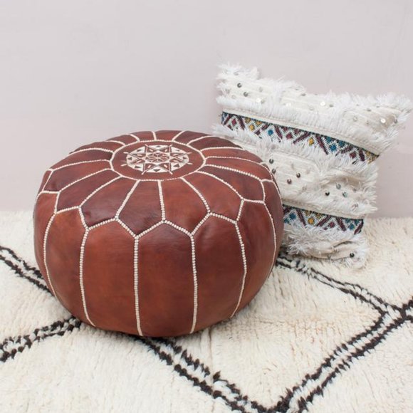 Authentic Moroccan Leather Pouf - Picture 5 of 8